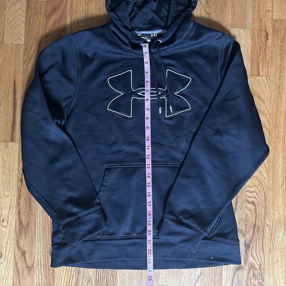 Under Armour Hoodie Men's S Black Small Loose Hooded Center Logo Sweatshirt - Picture 3 of 11